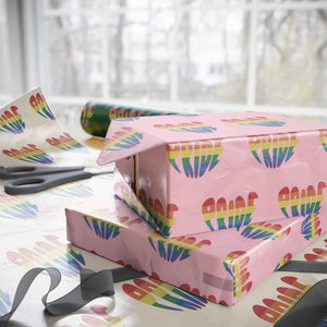 Rainbow Heart Pride Wrapping Paper Roll LGBTQ Support Graphic TS12 Light Pink Print Your Wear