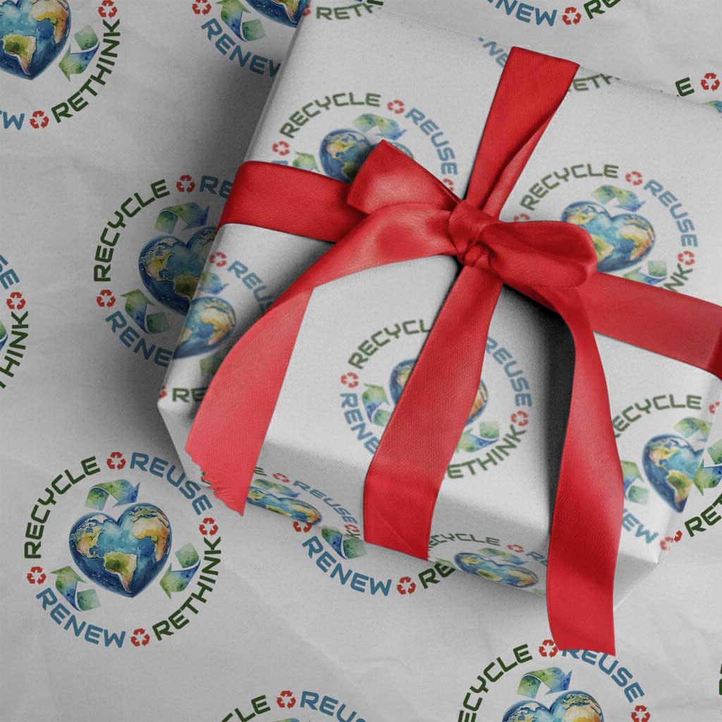 Recycle Reuse Renew Rethink Wrapping Paper Roll Zero Waste Life TS12 White Print Your Wear