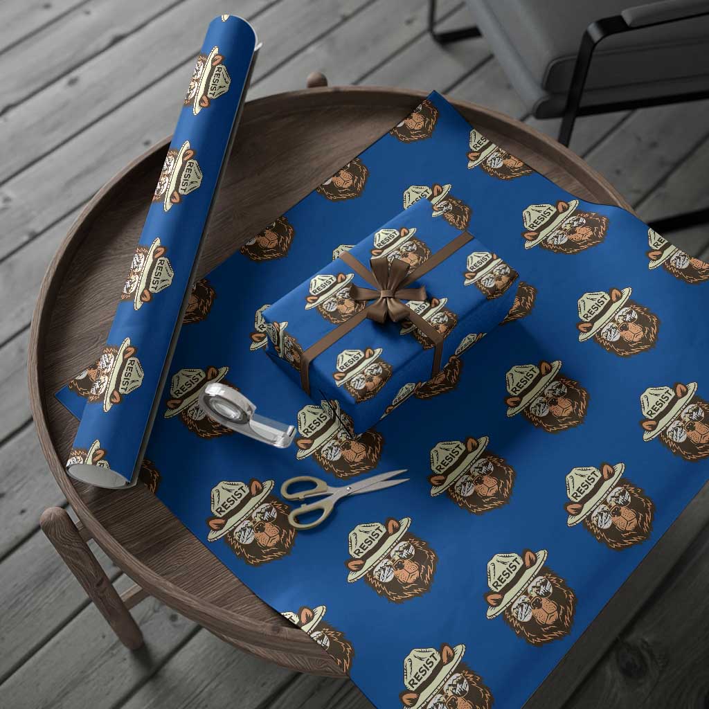 Resist Bear Retro Vintage Wrapping Paper Roll TS02 Blue Print Your Wear