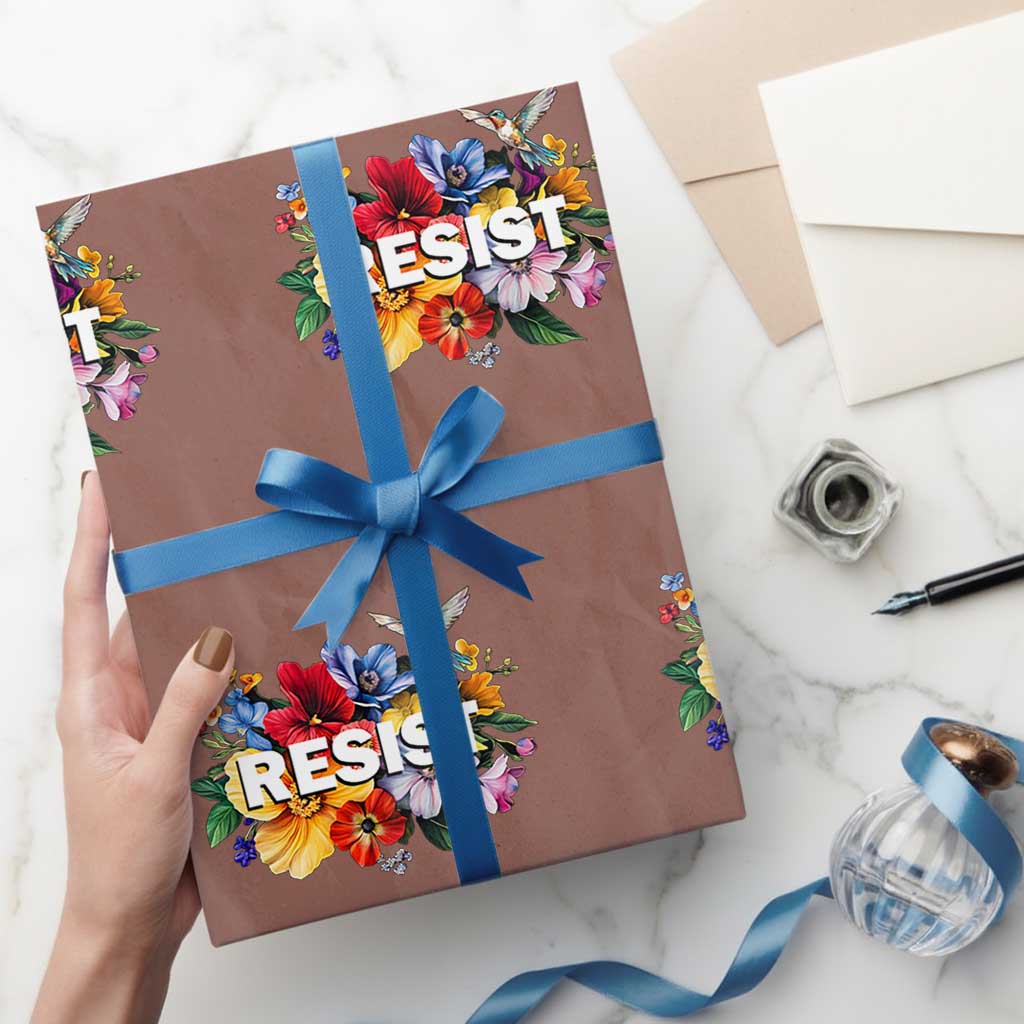 Resist Floral Wrapping Paper Roll Retro Botanical Graphic TS02 Mocha Print Your Wear