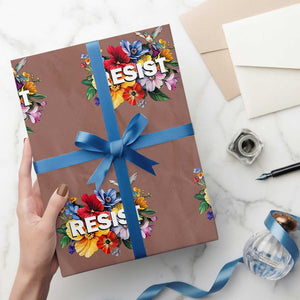 Resist Floral Wrapping Paper Roll Retro Botanical Graphic TS02 Mocha Print Your Wear