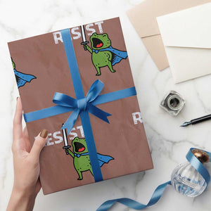 Resist Frog Warrior Wrapping Paper Roll Funny Rebel Meme Gift TS12 Mocha Print Your Wear