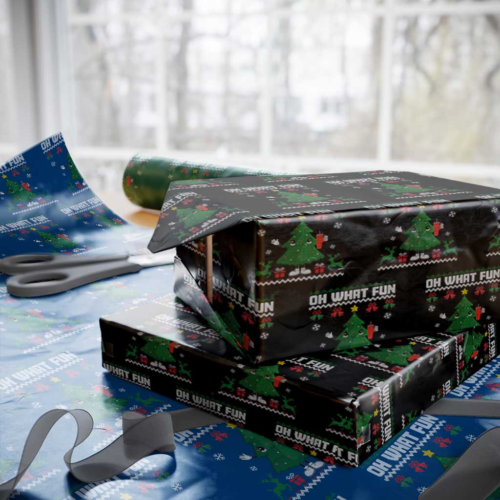 Retro Boujee Xmas Tree Wrapping Paper Roll Oh What Fun TS02 Black Print Your Wear