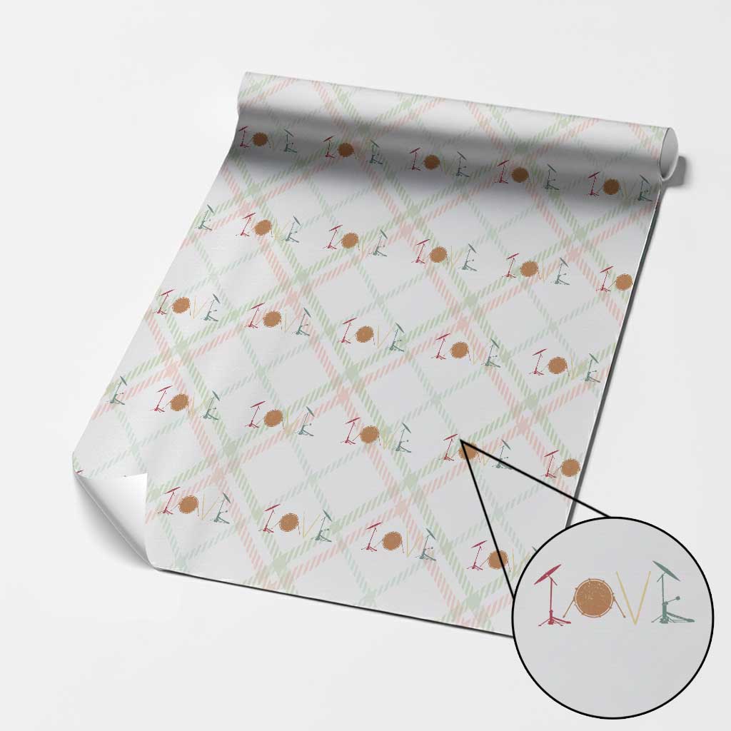 Retro Drummer Wrapping Paper Roll Drum Love Drums Drumline TS10 Christmas Plaid Print Your Wear