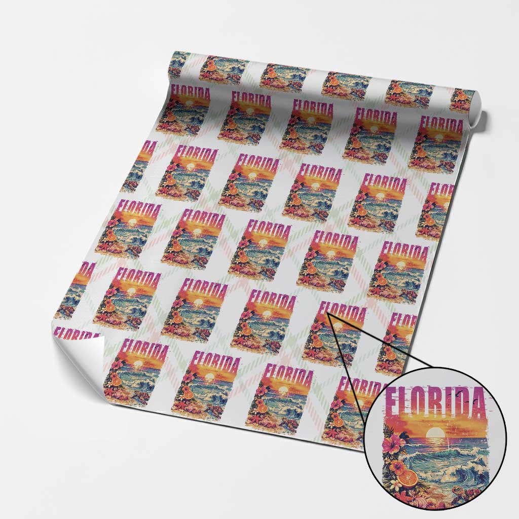 Retro Florida Beach Wrapping Paper Roll Summer Vacation Gift TS12 Christmas Plaid Print Your Wear