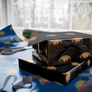 Retro Forest Trees Outdoors Nature Lover Wrapping Paper Roll TS11 Black Print Your Wear