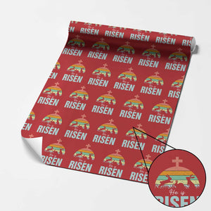 Retro He is Risen Wrapping Paper Roll Bunny Easter Cross Christian Religious Jesus Has Risen TS10 Red Print Your Wear