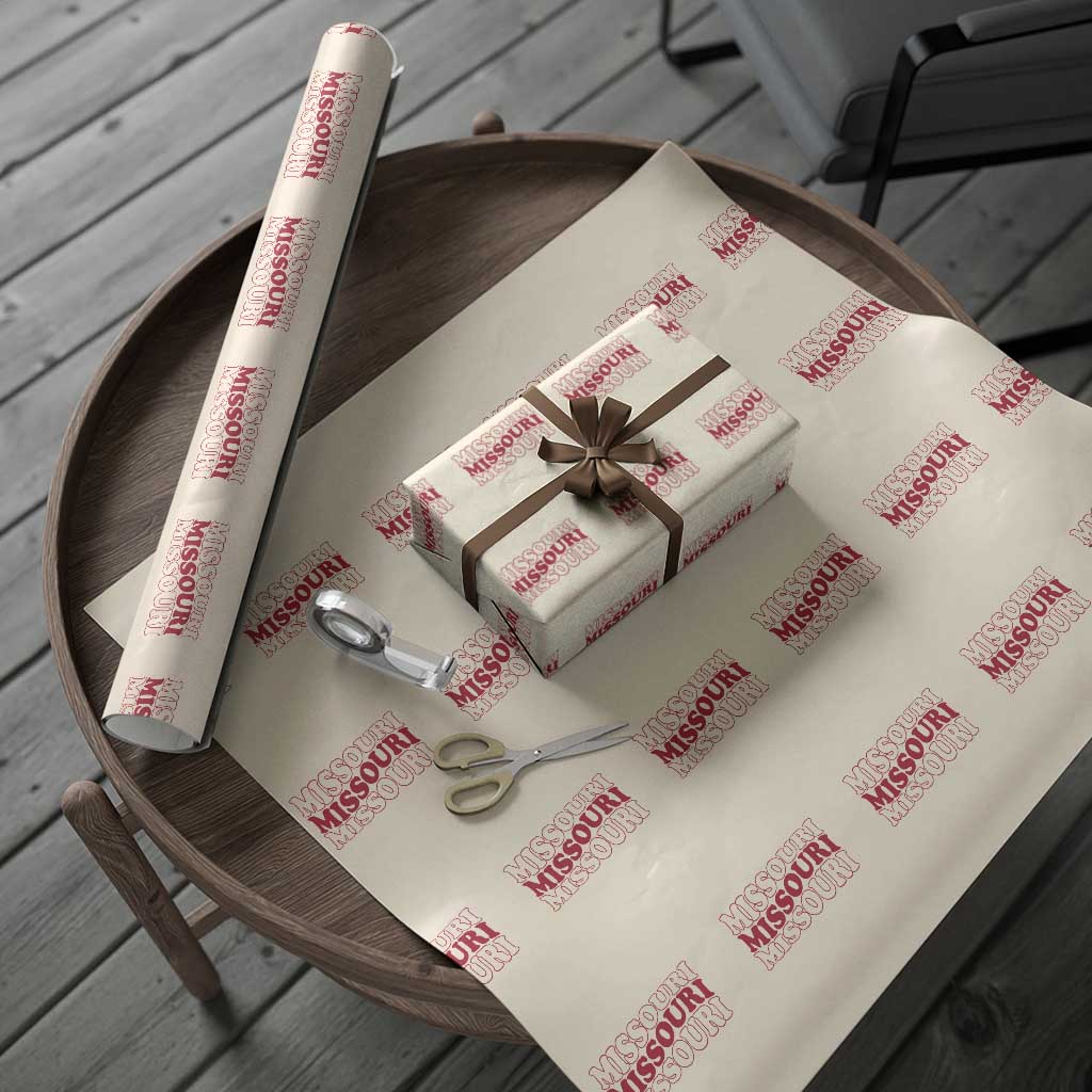 Retro Missouri State Pride Wrapping Paper Roll Groovy Wavy Typography TS12 Beige Print Your Wear