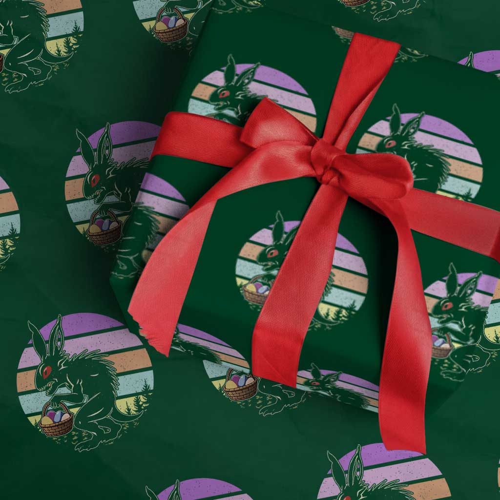 Retro Sunset Chupacabra Easter Egg Hunt Wrapping Paper Roll Cryptid Lover Gift TS12 Green Print Your Wear