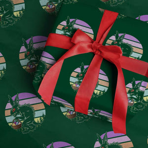 Retro Sunset Chupacabra Easter Egg Hunt Wrapping Paper Roll Cryptid Lover Gift TS12 Green Print Your Wear