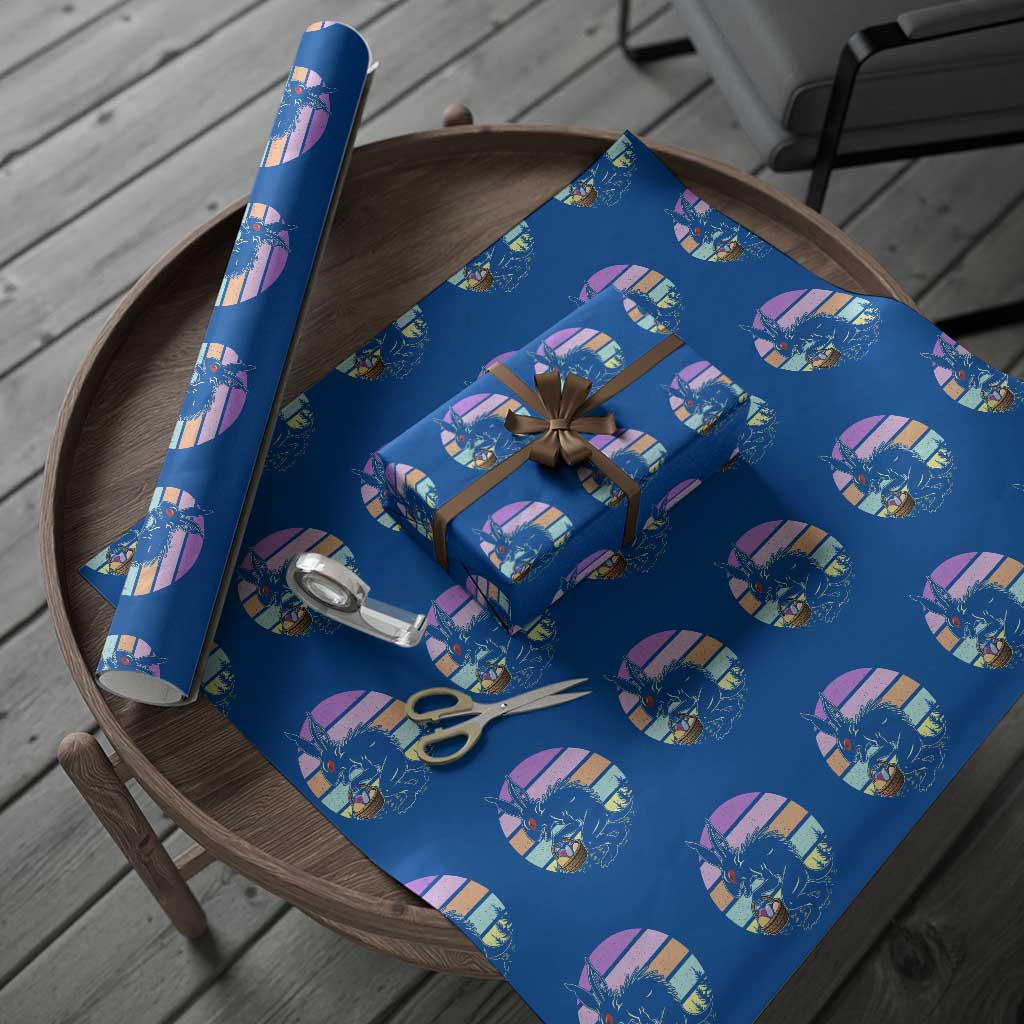 Retro Sunset Chupacabra Easter Egg Hunt Wrapping Paper Roll Cryptid Lover Gift TS12 Blue Print Your Wear