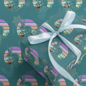 Retro Sunset Chupacabra Easter Egg Hunt Wrapping Paper Roll Cryptid Lover Gift TS12 Teal Print Your Wear