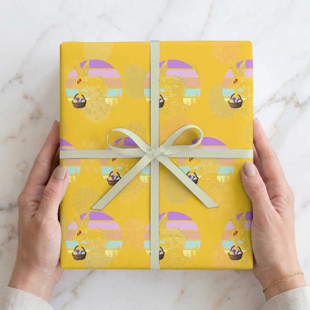 Retro Sunset Chupacabra Easter Egg Hunt Wrapping Paper Roll Cryptid Lover Gift TS12 Yellow Print Your Wear