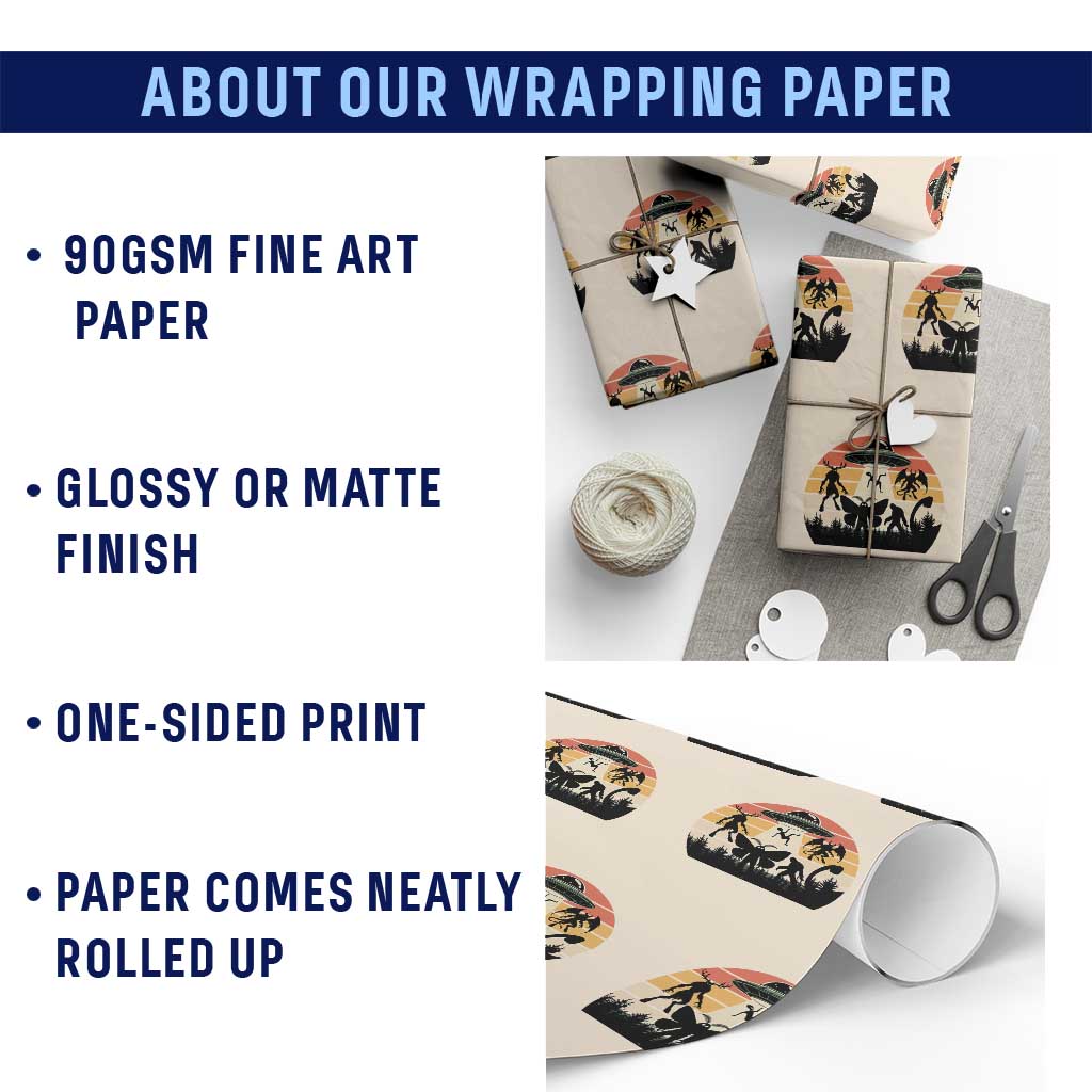 Retro Sunset Cryptid Squad Wrapping Paper Roll Cryptid Lover Gift TS12 Print Your Wear