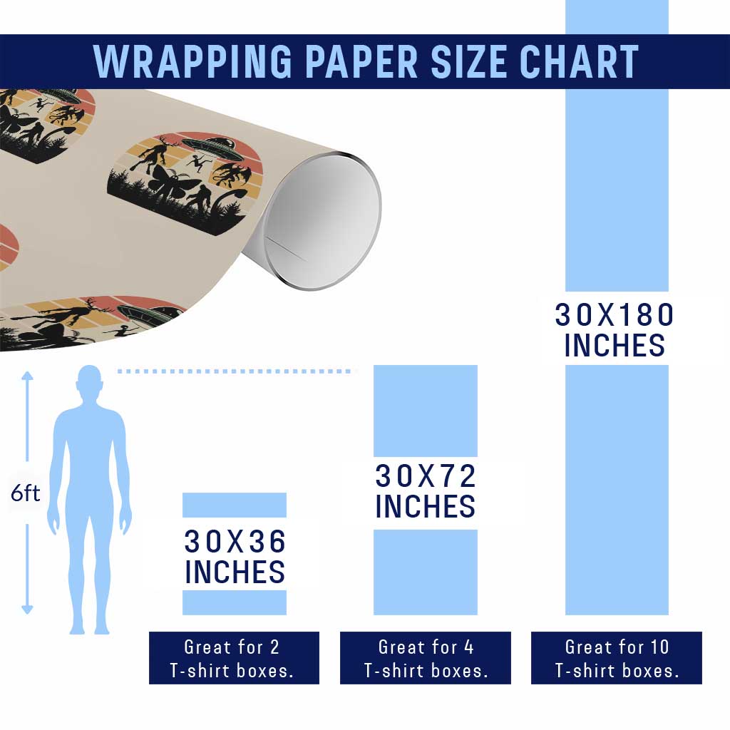 Retro Sunset Cryptid Squad Wrapping Paper Roll Cryptid Lover Gift TS12 Print Your Wear