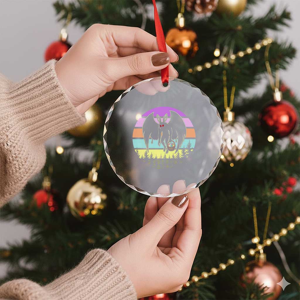Retro Sunset Mothman Easter Egg Hunt Crystal Glass Ornament Cryptid Lover Gift TS12 Print Your Wear