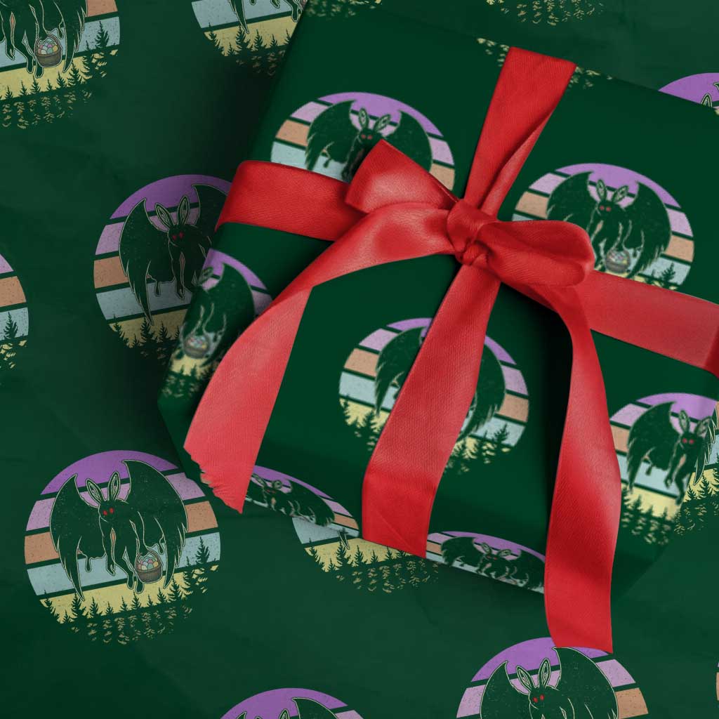 Retro Sunset Mothman Easter Egg Hunt Wrapping Paper Roll Cryptid Lover Gift TS12 Green Print Your Wear