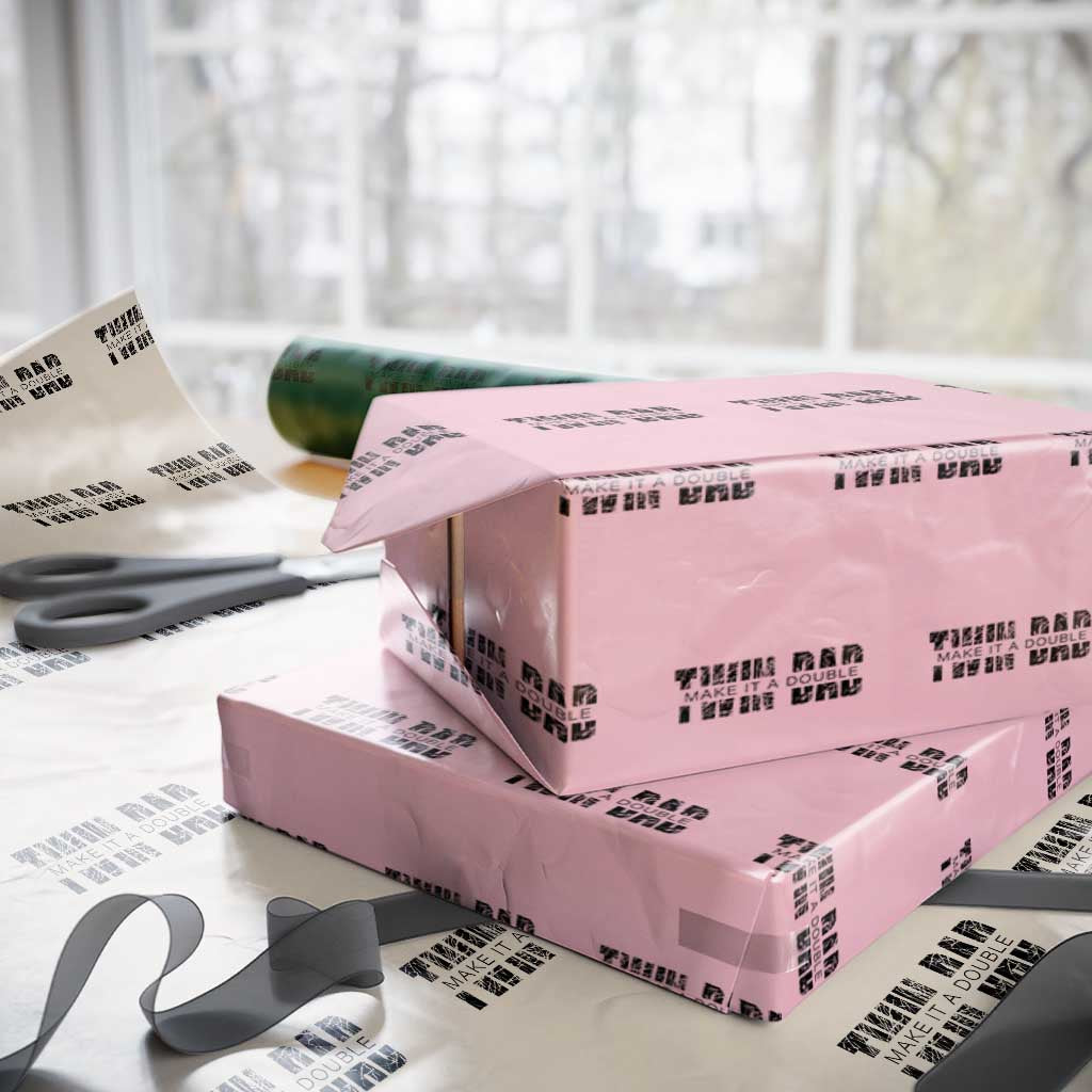 Retro Twin Dad Wrapping Paper Roll Subtle Make It A Double Fathers Day TS10 Light Pink Print Your Wear