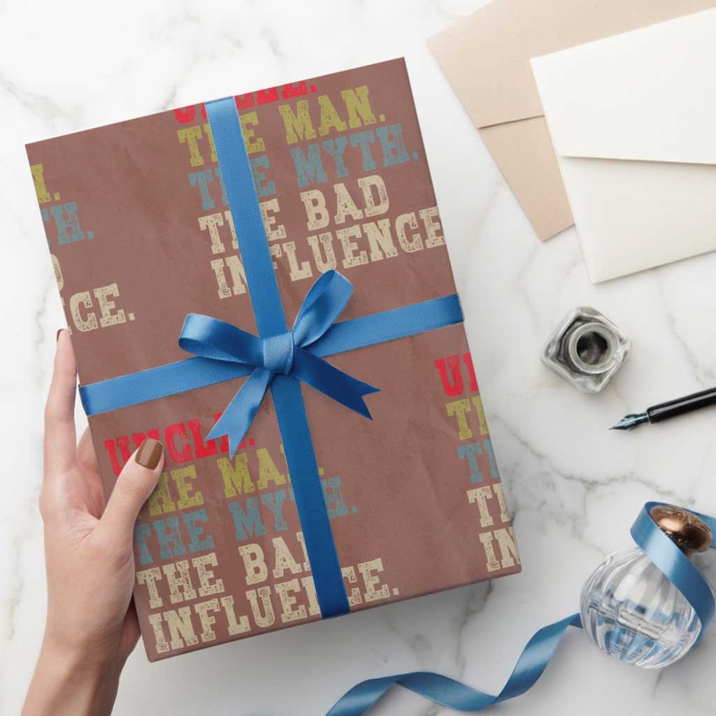 Retro Uncle Wrapping Paper Roll Best Funny Uncle Fathers Day TS10 Mocha Print Your Wear