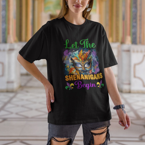 Funny Mardi Gras T Shirt Let The Shenanigans Begin Mask Carnival Lover TS02 Printyourwear