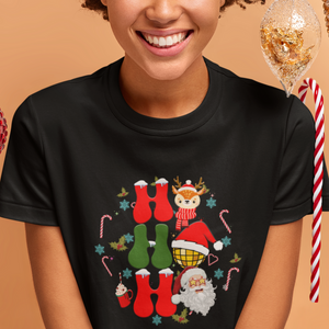 Retro Groovy Christmas Ho Ho Ho Reindeer Disco Ball Santa Xmas T Shirt TS02 Printyourwear