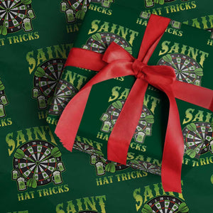 Saint Hat Tricks St Patricks Day Wrapping Paper Roll Darts Player Gift TS12 Green Print Your Wear