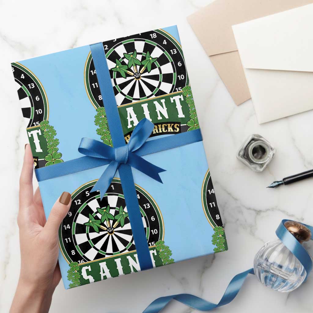 Saint Hat Tricks Wrapping Paper Roll St Patricks Day Dart Thrower Gift TS12 Light Blue Print Your Wear