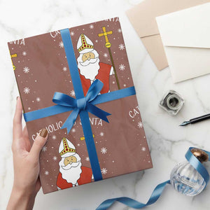 Saint Nicholas Catholic Christmas Wrapping Paper Roll TS14 Mocha Print Your Wear