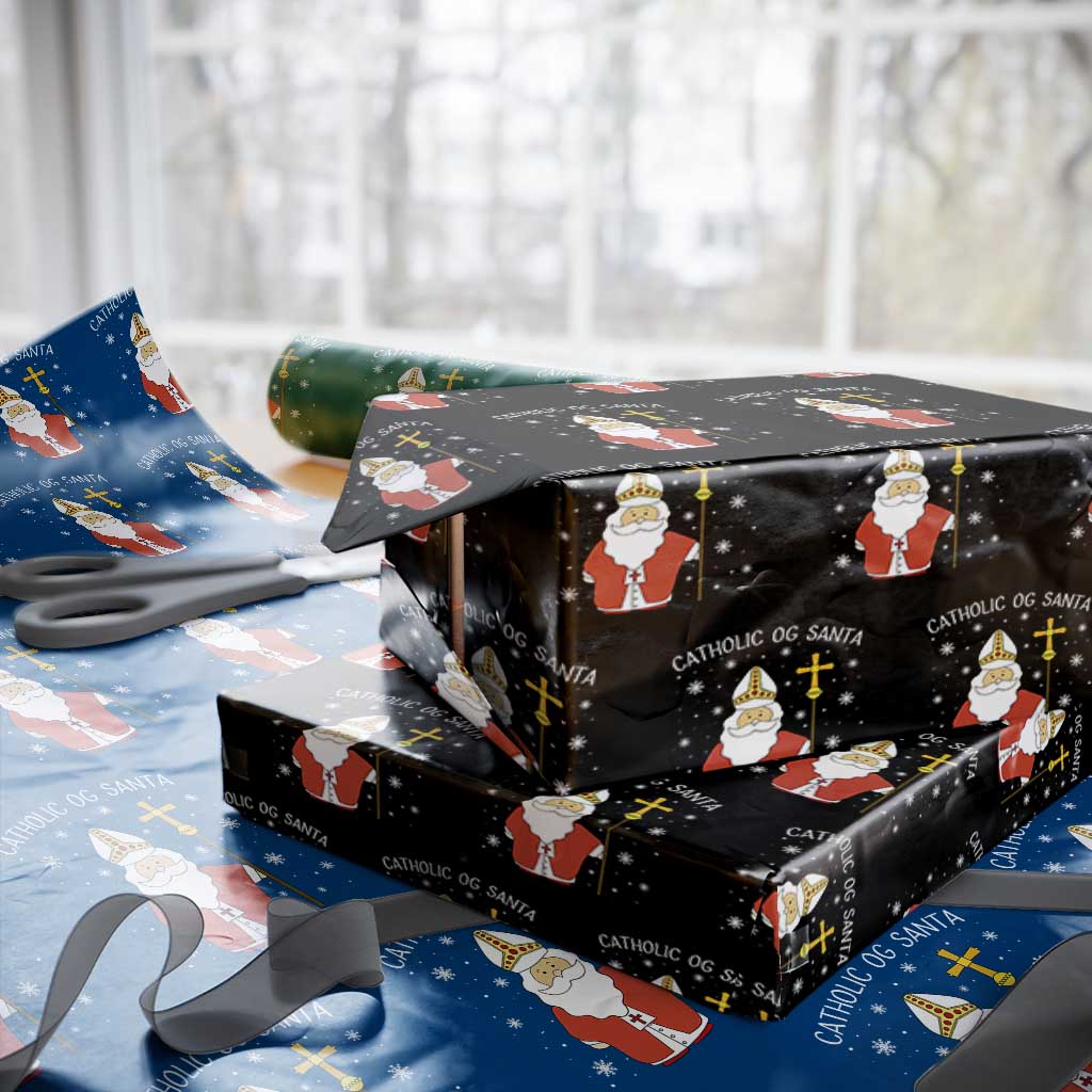 Saint Nicholas Catholic Christmas Wrapping Paper Roll TS14 Black Print Your Wear