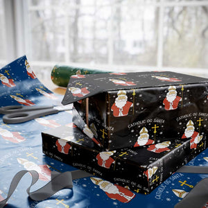 Saint Nicholas Catholic Christmas Wrapping Paper Roll TS14 Black Print Your Wear