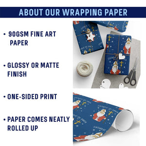 Saint Nicholas Catholic Christmas Wrapping Paper Roll TS14 Print Your Wear