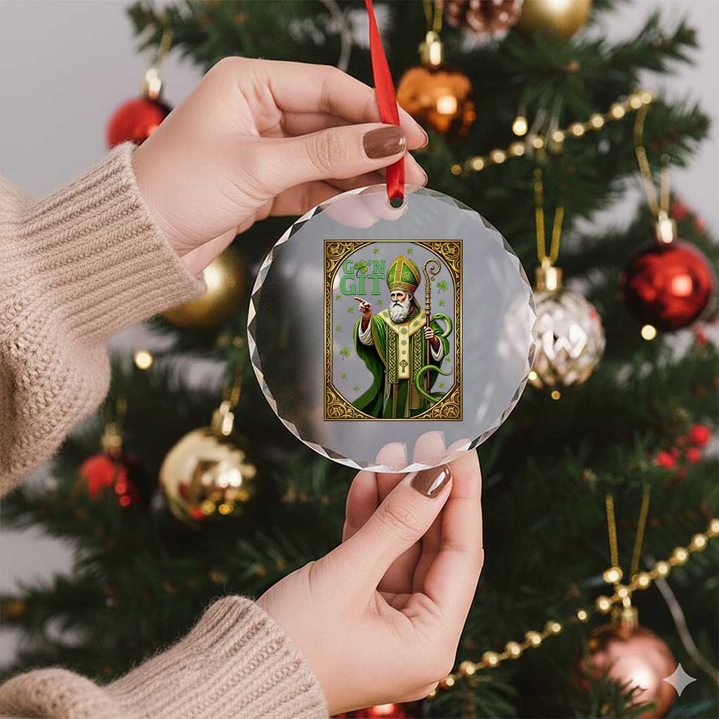 Saint Patrick Go'n Git Crystal Glass Ornament Funny St Patricks Day Snake Legend TS12 Print Your Wear