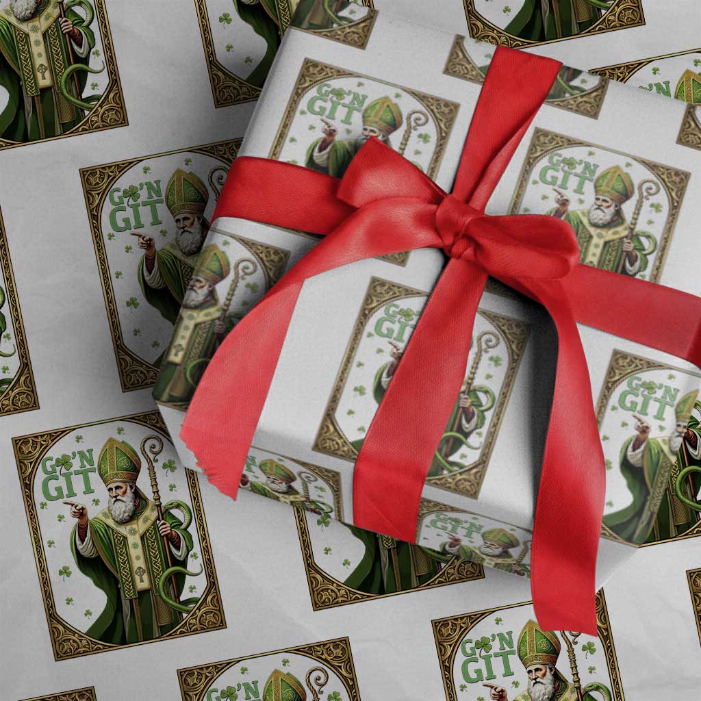 Saint Patrick Go'n Git Wrapping Paper Roll Funny St Patricks Day Snake Legend TS12 White Print Your Wear