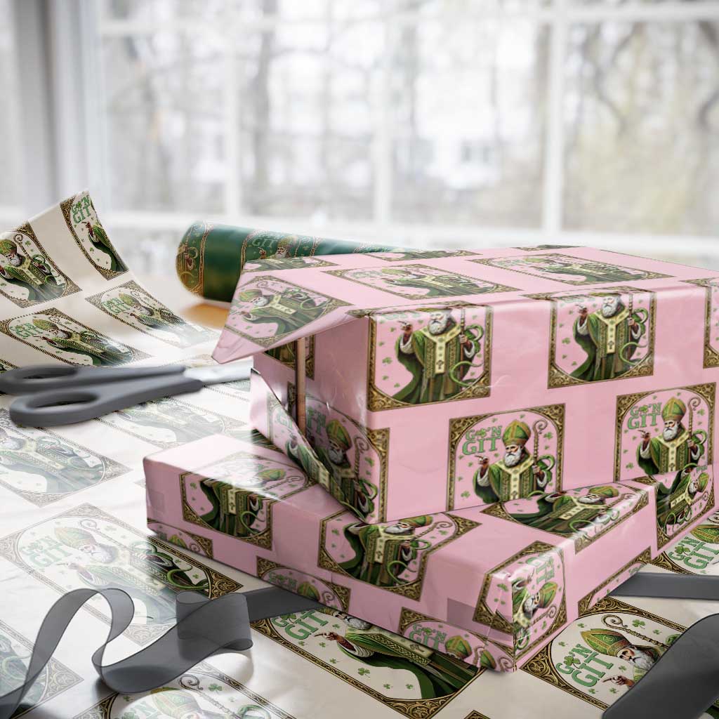 Saint Patrick Go'n Git Wrapping Paper Roll Funny St Patricks Day Snake Legend TS12 Light Pink Print Your Wear