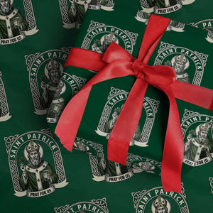 Saint Patrick Pray For Us Wrapping Paper Roll St Patricks Day Religious Gift TS12 Green Print Your Wear