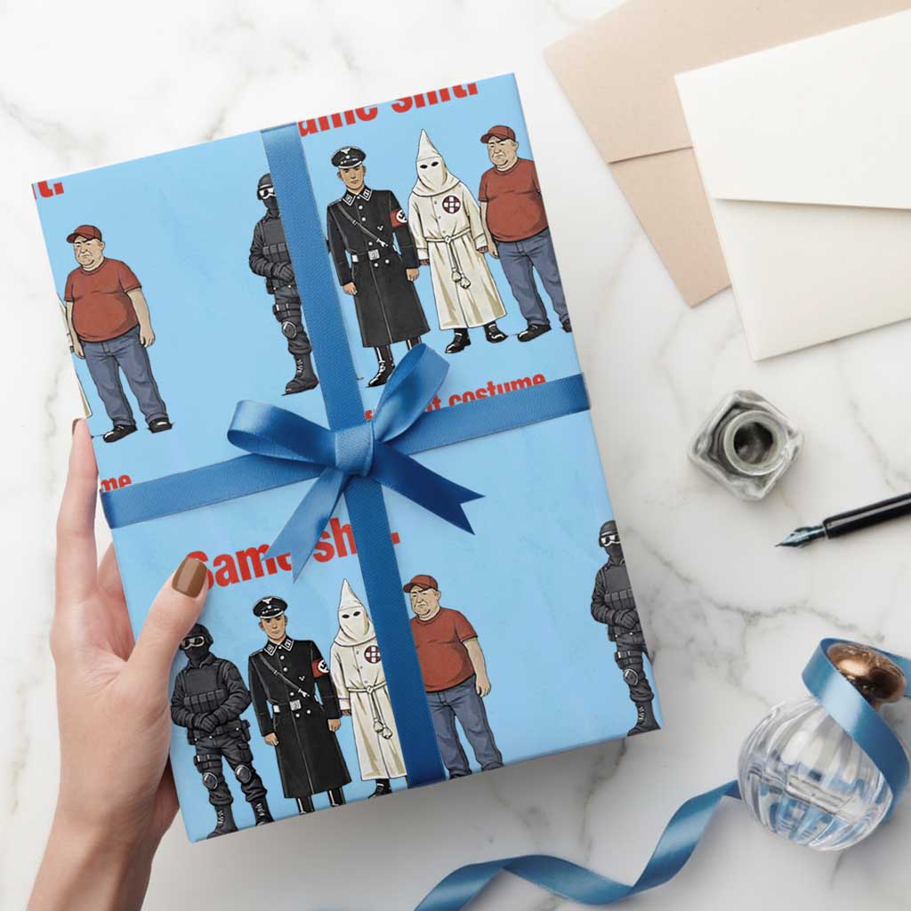 Same Shit Different Costume Wrapping Paper Roll Political Satire Anti Fascist TS02 Light Blue Print Your Wear
