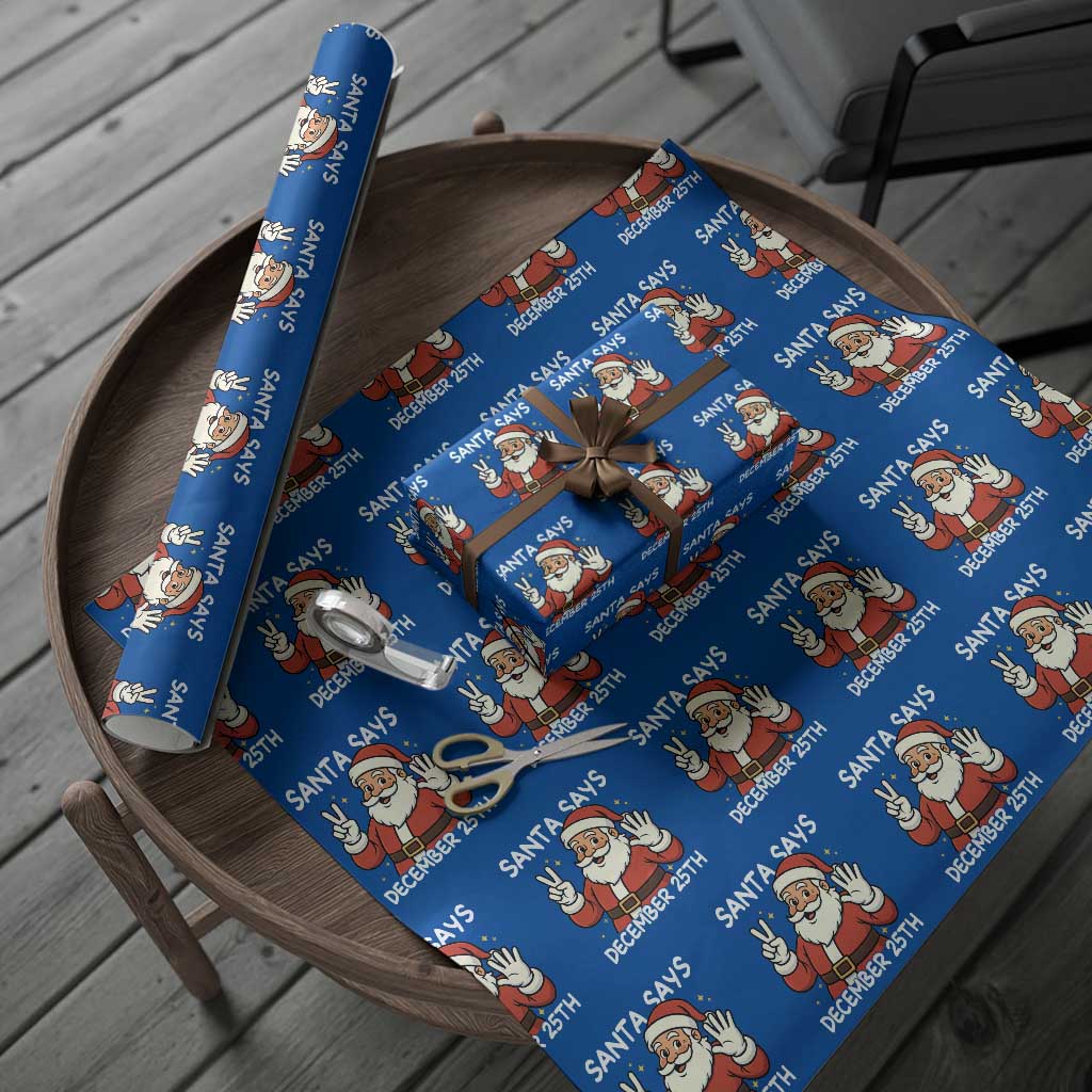 Santa Christmas December 25 Wrapping Paper Roll TS14 Blue Print Your Wear