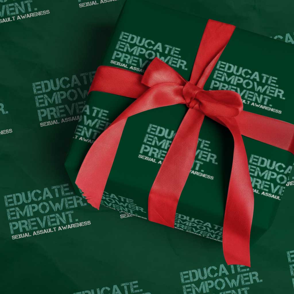 Sexual Assault Awareness Wrapping Paper Roll Educate Empower Prevent TS14 Green Print Your Wear