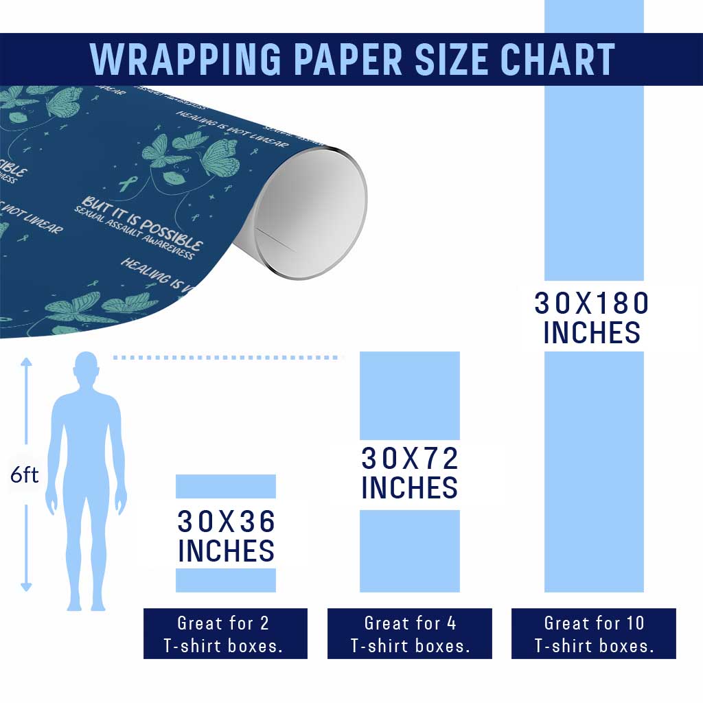 Sexual Assault Awareness Wrapping Paper Roll Healing Is Not Linear But It Is Possible TS14 Print Your Wear