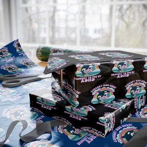 Side Quest ADHD Wrapping Paper Roll Funny Neurodivergent Meme TS10 Black Print Your Wear