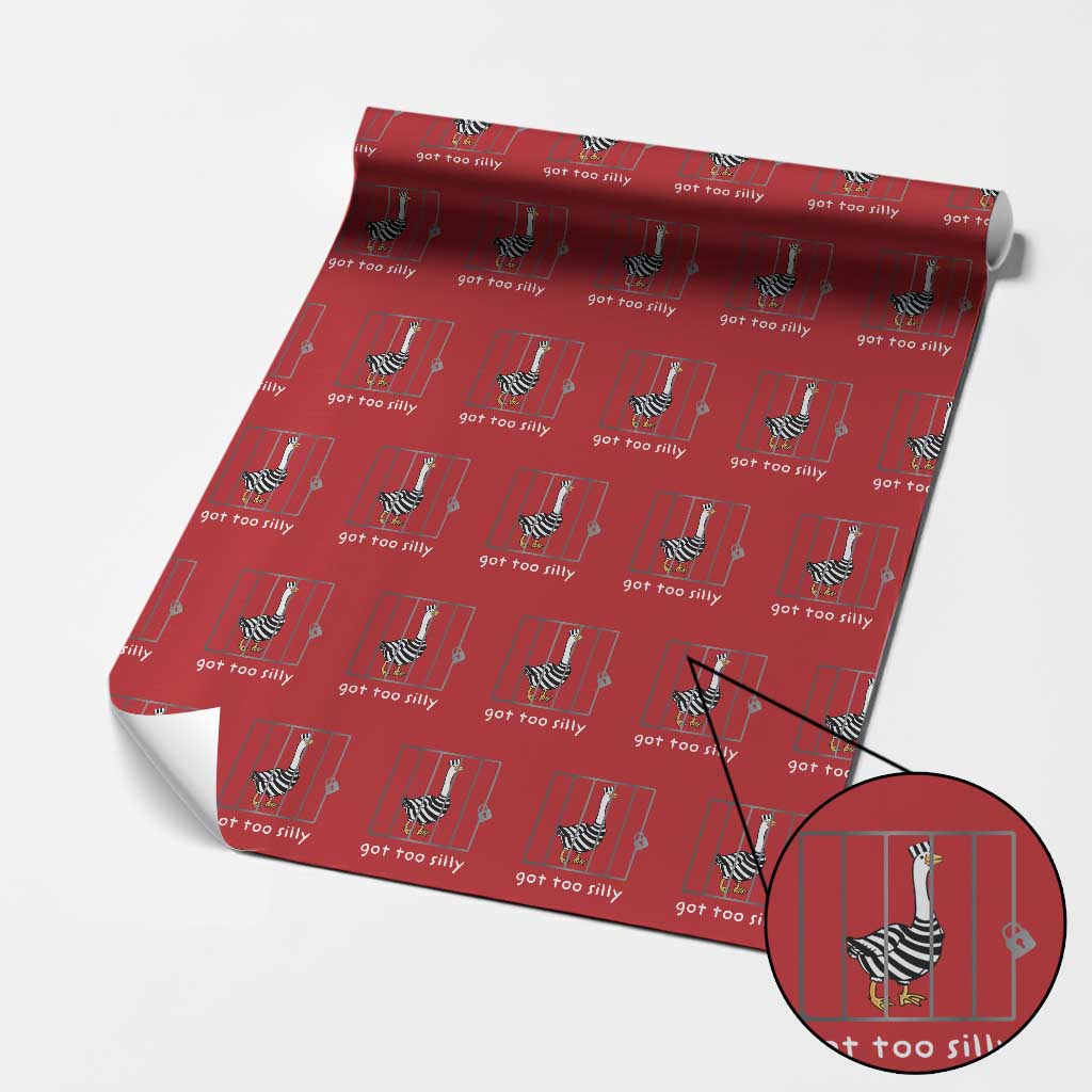 Silly Goose Wrapping Paper Roll Got Too Silly TS10 Red Print Your Wear
