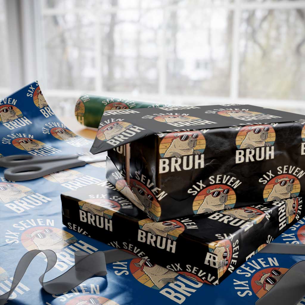 Six Seven Bruh 67 Meme Funny Capybara Wrapping Paper Roll TS10 Black Print Your Wear