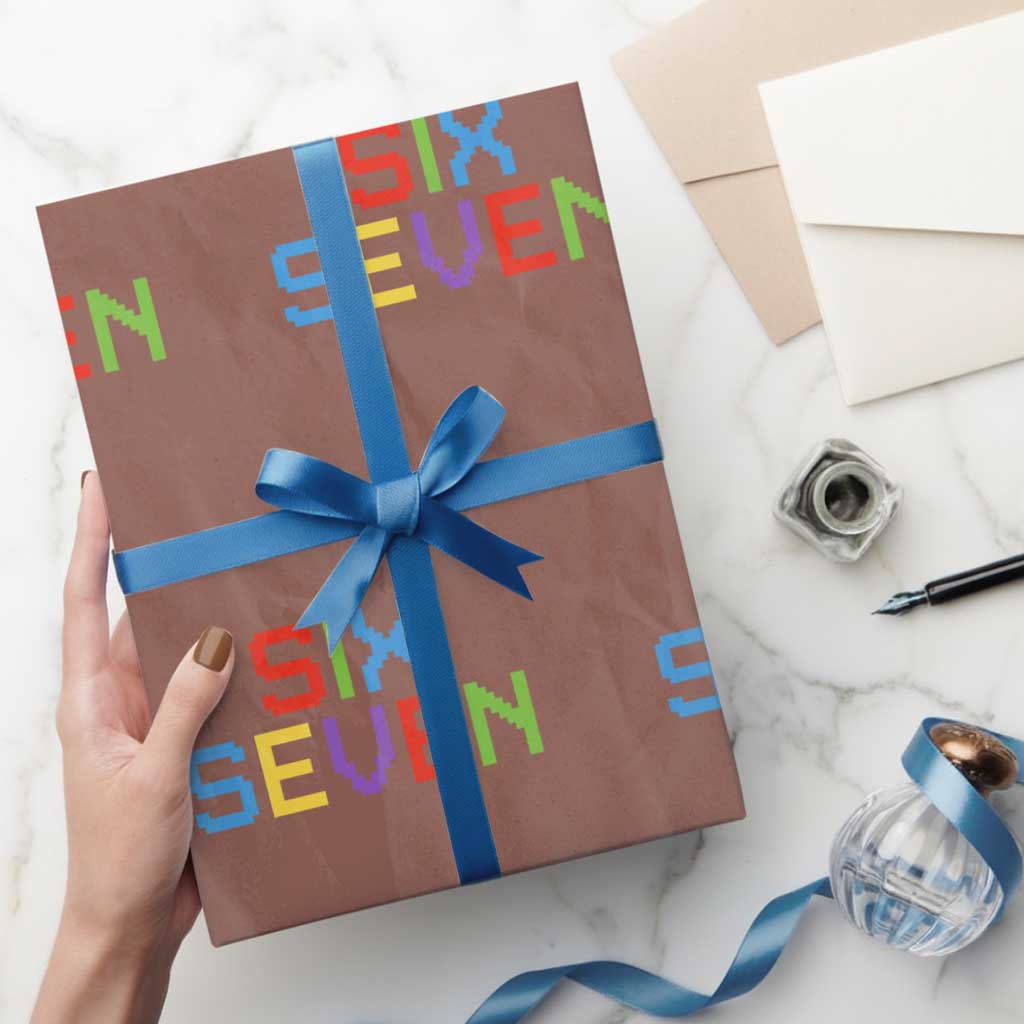 Six Seven Meme Pixel 67 Gen Alpha Meme Wrapping Paper Roll TS11 Mocha Print Your Wear