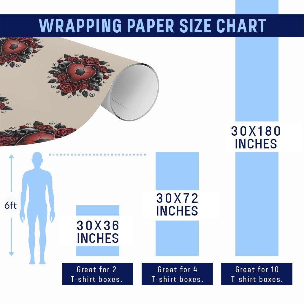 Skeleton Soccer Player Wrapping Paper Roll Valentine Day Gift TS12 Print Your Wear