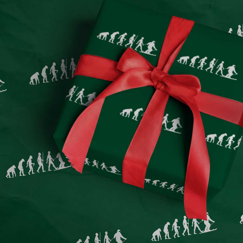 Ski Evolution Wrapping Paper Roll Funny Skiing Lover Skiers TS10 Green Print Your Wear