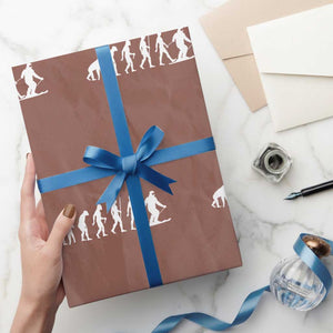 Ski Evolution Wrapping Paper Roll Funny Skiing Lover Skiers TS10 Mocha Print Your Wear