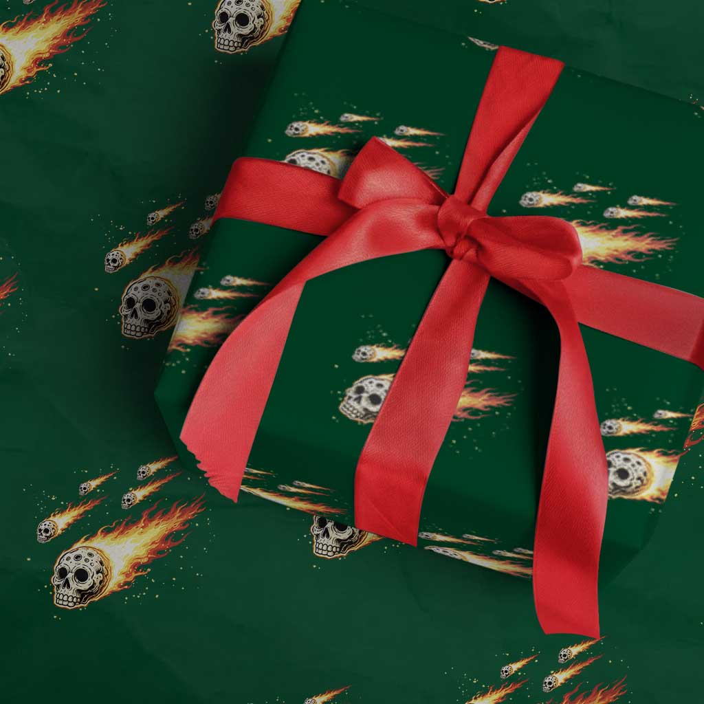 Skull Meteorite Wrapping Paper Roll Deep Space Asteroid Meteor Shower TS12 Green Print Your Wear