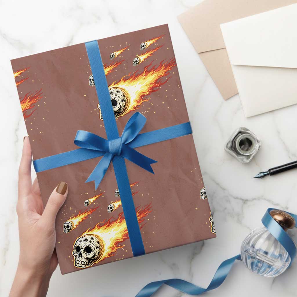 Skull Meteorite Wrapping Paper Roll Deep Space Asteroid Meteor Shower TS12 Mocha Print Your Wear