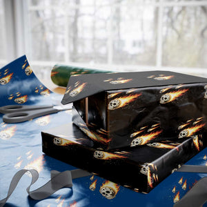 Skull Meteorite Wrapping Paper Roll Deep Space Asteroid Meteor Shower TS12 Black Print Your Wear