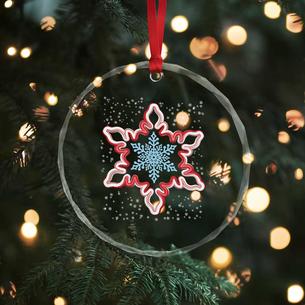 Snowflake Candy Cane Crystal Glass Ornament TS09 Print Your Wear